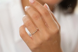 Anillo de Boda de Oro Sólido de 14k con Diamantes Baguette Eternity para Mujer, Anillo de Aniversario, Joyería de Moda Brillante, Diseño Personalizado, 0.64CTW Prong - Product Image 6