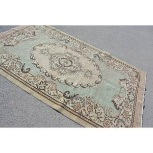 Alfombra turca Vintage clásica Beige verde 5,4X8,9 pies área grande Patchwork lana con respaldo de látex para pasillo o dormitorio - Product Image 2