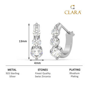 NOVAMART Fine 925 Sterling <b>Silver</b> <b>Drop</b> <b>Earrings</b> 3 Stones Hoop Huggies Bali Style Rose Gold 14K/18K Hook Trendy Jewelry Main Whol - Product Image 6