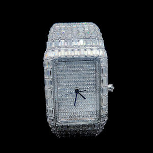Luxury <b>Automatic</b> Mechanical Quartz Movement Moissanite Watch Collection Brilliant Cut VVS1 Rectangle Hip Hop Style Diamond Watch - Product Image 2
