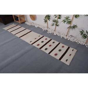 Alfombra de lana turca a rayas blancas y negras clásica moderna, alfombra para sala de estar de 1,8x9,5 pies con respaldo de látex para adolescentes - Product Image 3