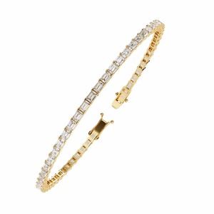 IGI Certified Emerald Cut Lab Grown Diamond Tennis Bracelet in 14K Yellow / White / Rose Gold - Product Image 6