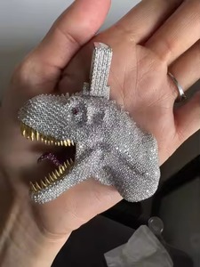 <b>Dinosaur</b> Pendant in 925 Sterling Silver, Hip Hop Pendant Moissanite Diamond <b>Dinosaur</b> Fine Jewelry Pendants & Charms - Product Image 5