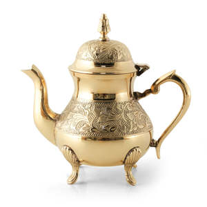 Bouilloire en laiton de 500 ml avec couvercle, design gravé, décoration de table de luxe pour la maison et le bureau, théière traditionnelle en laiton - Product Image 2