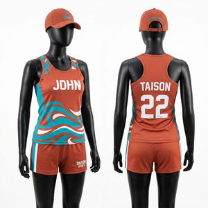 Uniforme de Balonmano para Mujer, 160 GSM, Poliéster Transpirable, Sublimado, Patrón de Ondas, Jersey Naranja, Conjunto de Pantalones Cortos, Nombre, Número y Logotipo Personalizables - Product Image 6