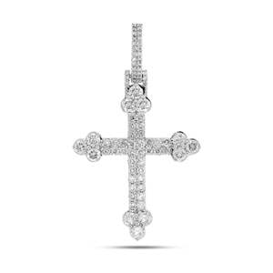 Colgante de cruz de diamantes redondos de lujo para mujer - Product Image 1