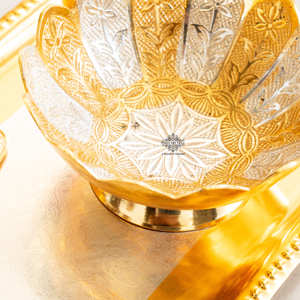 Ensemble de bols polis en or plaqué argent pur IndianArtVilla-Service avec 4 cuillères 1 plateau pour restaurant à domicile - Product Image 3