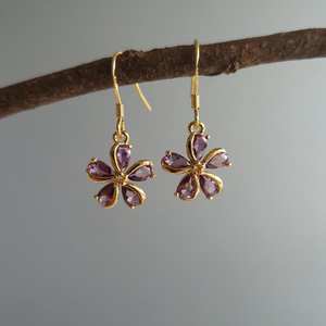 Pendientes de Amatista con Cambio de Color Natural Púrpura, Chapados en Oro de 18k, Plata de Ley, Corte Pera, Estilo Victoriano Vintage, Elegantes - Product Image 4