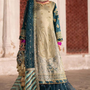 ชุดเลเฮนกาโชลีอะคริลิกปักลายหนักสไตล์ปากีสถานสำหรับผู้หญิง เหมาะสำหรับงานปาร์ตี้ งานแต่งงาน งานเฉลิมฉลอง หรูหรา ให้ความรู้สึกแบบเจ้าสาว ยาวแบบแม็กซี่ - Product Image 1