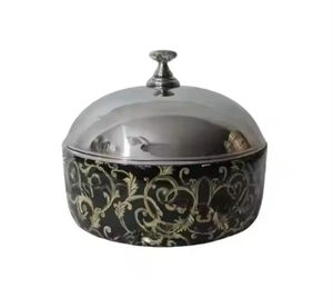 Marmite ronde élégante en acier inoxydable avec couvercle doré et poignées Casserole faite à la main Parfait pour le ramadan et le service de nourriture élégante - Product Image 4