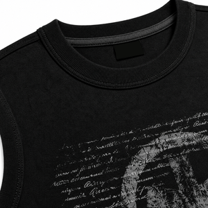 Camiseta sin mangas negra personalizada al por mayor para hombre, con estampado gráfico, de algodón, estilo urbano, para gimnasio, tipo chaleco muscular - Product Image 6