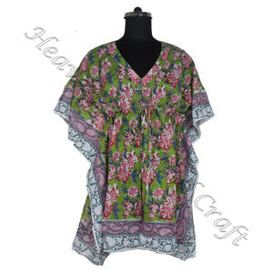 Kaftan indien imprimé en coton fait à la main Kaftan KFCS037 Abaya Kaftan Caftan arabe Jalabiya Dubai Fashion Hand Block Print - Product Image 1