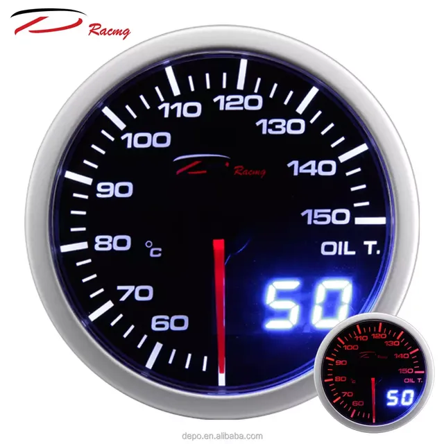 Dual View 52mm Racing Oil Temperature Gauge with Nissan LED Display 12V Voltage for Auto Meter D Series D for Cars/Trucks