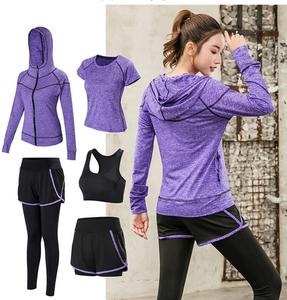 Conjunto de gimnasio para mujer, 5 uds., secado rápido, trotar, entrenamiento deportivo, Fitness, manga con cremallera, chaqueta deportiva, mallas de Yoga, deportes para correr de talla grande - Product Image 2