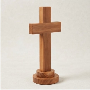 Objeto Decorativo de Madera de Mango en Forma de Cruz, Diseño Minimalista, Decoración Religiosa para Mesa, Forma Geométrica - Product Image 1