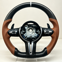 Volant en cuir brun à fond plat personnalisé en usine avec fibre de carbone pour BMW F10 F15 F20 F35 F18 F01 E90 E70 X5 X6 F30