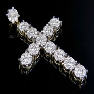 Diamante de moissanita de corte redondo de Hip Hop en colgante religioso de cruz de plata de ley S925 para hombres y mujeres - Product Image 1