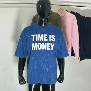 เสื้อยืดผู้ชายผ้าฝ้ายแท้ 100% พิมพ์ลายโลโก้แบบกำหนดเอง สไตล์อเมริกันสตรีท - Product Image 5