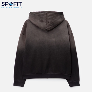 100% coton 400 GSM poids lourd en détresse lavé à l'acide sweat à capuche blanc hommes fermeture éclair à capuche Vintage hiver plein strass sweats à capuche - Product Image 5