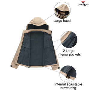 Veste d'hiver pour homme en softshell de haute qualité, dernier design, avec col montant, fermeture éclair sur le devant, logo, imperméable, respirante, couleur unie - Product Image 3