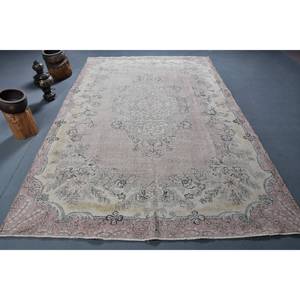 พรมตุรกีวินเทจ6 'x 10.5' คลาสสิกพื้นที่ขนาดใหญ่สีเบจสีชมพูการออกแบบการเย็บปะติดปะต่อกันวัสดุขนสัตว์น้ำยางโมเดลใหม่-สำหรับห้องโถงสี่เหลี่ยมผืนผ้า - Product Image 1