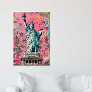 Impression sur toile élégante avec motif graffiti et signe de paix - Art mural moderne, toile enveloppée 1P - Product Image 1