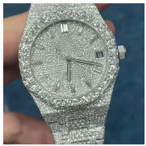 Montre analogique à quartz pour homme avec accents de diamants Moissanite étincelants, montre-bracelet moderne pour homme d'affaires, montre de luxe pour homme - Product Image 5