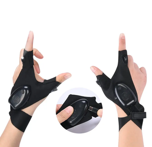 Sarung tangan memancing hitam grosir, dengan senter LED sarung tangan olahraga balap, perlengkapan memancing rumah tanpa jari - Product Image 6