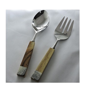 Newly Designed High-Grade Stainless Steel Salad Server Set Metal Cutlery Salad Tool Spoon Fork Set Kitchenware Homeware Cutlery - Product Image 1