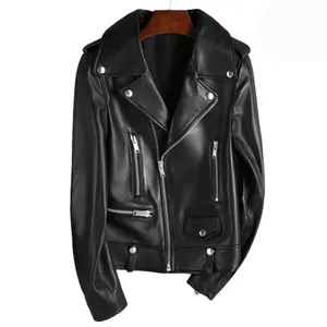 थोक चमड़े का जैकेट के लिए महिलाओं के फैशन चमड़े मोटरसाइकिल जैकेट प्लस आकार अशुद्ध चमड़े में सबसे ऊपर हल्के छोटी जैकेट कोट