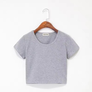 T-shirts Crop Top Femme Personnalisables Printemps-Été 2025 en Coton Écologique Respirant à Séchage Rapide pour Tenue Décontractée Urbaine - Product Image 3