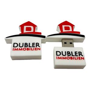 Clé USB 3.0 en PVC en forme <span class=keywords><strong>de</strong></span> maison avec impression <span class=keywords><strong>de</strong></span> logo personnalisé et <span class=keywords><strong>code</strong></span> QR pour agent immobilier, cadeau promotionnel - Product Image 2