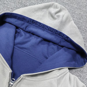 เสื้อฮู้ดผ้าฝ้ายปักโลโก้สไตล์วินเทจเสื้อมีฮู้ดผ้าซักกรดสำหรับ400gsm พิมพ์โลโก้ตามสั่ง - Product Image 4