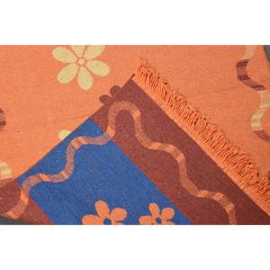 Alfombra Vintage, Pequeña, 2.6x4.9 pies, Alfombra Turca, Alfombra de Lana con Estampado Animal en Naranja y Azul - Product Image 4