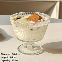Vente en gros de tasses à dessert en verre modernes, 255 ml, à paroi simple, avec pied, pour la maison