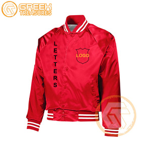 Chaqueta universitaria acolchada de alta calidad con bordado de satén alfa, personalizada para fraternidades griegas, transpirable, de seda para otoño, con cuello alto. - Product Image 4