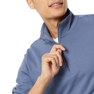 Stylish Fit <b>Quarter</b> Zipper Sweatshirt Pullover Long Sleeve Stand Collar Clean Design Cotton Blended Winter Soft Sweatshirts - Product Image 4