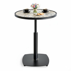 CFD68165 Restaurant <b>Table</b> <b>Round</b> Glass Top with Square Base Elegant and Stylish for Dining Areas - Product Image 1