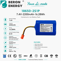 Baterai Lithium Ion OEM 18650 7.4V 2200mAh 2S1P Paket Baterai Isi Ulang untuk Radio Dua Arah Walkie Talkie Radio Nirkabel