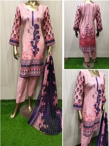 ชุดสนามหญ้าผ้าฝ้ายสำหรับผู้หญิง, เดรสลูกไม้ประดับเอวสไตล์ปากีสถาน - Product Image 4