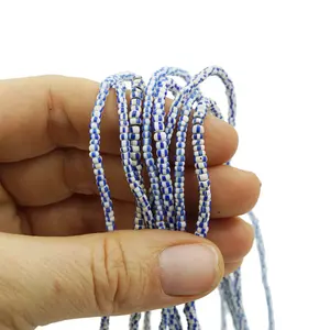 Pequeñas cuentas de cristal Chevron a rayas blancas y azules Vintage, cuentas de comercio Tribal africano de Ghana para joyería DIY, cuentas de cristal de Murano - Product Image 1