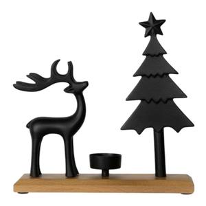 Ensemble de 2 bougeoirs en bois, bougeoirs à thé, base en bois de manguier artisanale avec étoiles en métal finition bronze, fournisseur en gros - Product Image 3