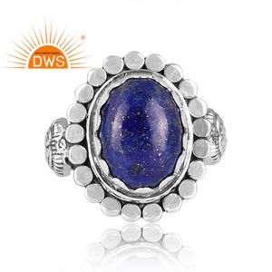 Anillo de declaración de piedras preciosas de lapislázuli Natural de plata esterlina oxidada de la mejor calidad, joyería personalizada para mujer, regalo para ella - Product Image 3
