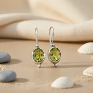 Pendientes de Plata 925 con Peridoto Verde para Mujer, Joyería de Moda - Product Image 3