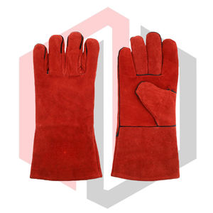 Gants de soudage thermiques rouges, résistants au feu, en cuir, antistatiques, résistants aux déchirures, tricot épais de 11 oz, poignet à revers, Mig Tig Stick BBQ Grill - Product Image 1