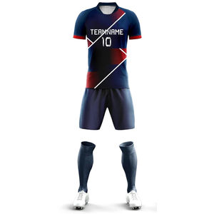 Uniformes de football d'été personnalisés OEM ensemble de maillots de football à séchage rapide avec impression de logo personnalisé uniforme de football en tissu doux et respirant - Product Image 1