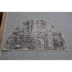 Modern Gray Vintage Turkish Rug 2.5 X 1.5 ft Handmade Wool Patchwork Design for Entryway Large Rectangle Shape 10mm Latex - Product Image 1