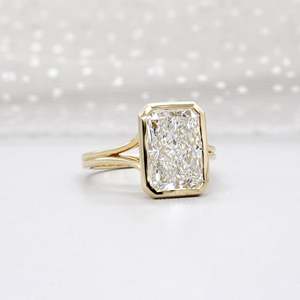 IGI Certified Radiant Cut Engagement <b>Ring</b> Bezel Set <b>Diamond</b> <b>Ring</b> - Product Image 2