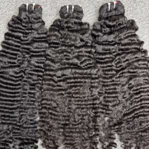 Luxe 100% non transformés birmans bouclés Double dessiné brut vietnamien perruques de cheveux humains Extensions pour les femmes beauté naturelle génie - Product Image 2