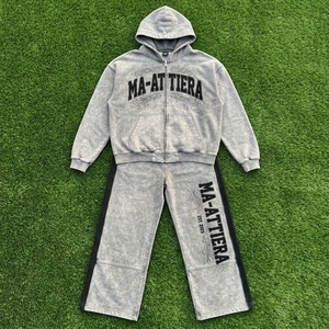 Conjunto de chándal de dos piezas para hombre, estilo vintage, con sudadera con cremallera y pantalones anchos. - Product Image 6